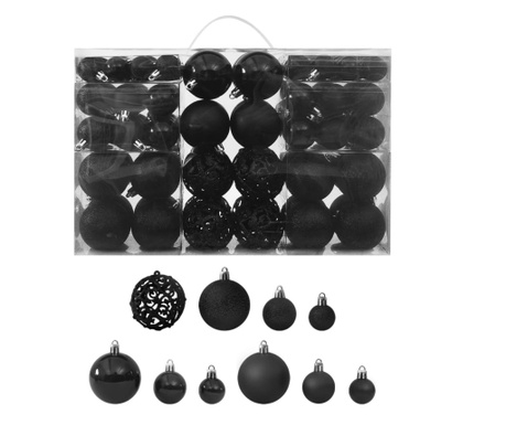 Set globuri de Craciun, 100 piese, negru
