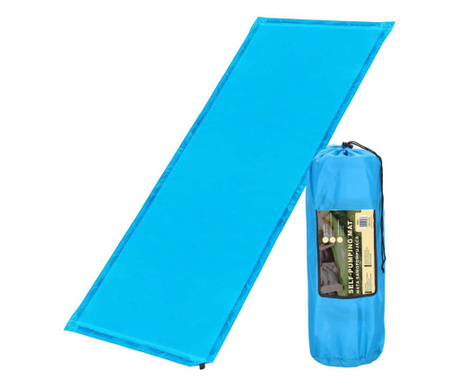 Saltea plabila din spuma poliuretanica, cu autoumflare, 180x50x5cm, albastra