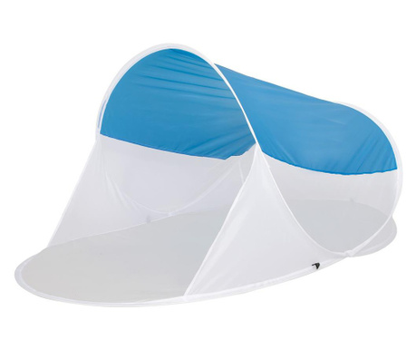 Cort plaja si picnic semi-deschis Sersimo, protectie UV, 200x120x95cm, albastru alb