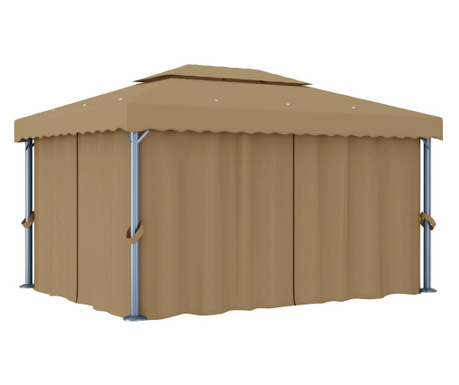 Pavilion cu perdea, gri taupe, 4x3 m, aluminiu