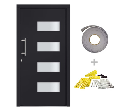 Drzwi frontowe, aluminium i PVC, antracytowe, 100x200 cm