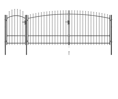 Poartă gard pentru grădină cu vârf suliță, negru 5 x 2,25 m