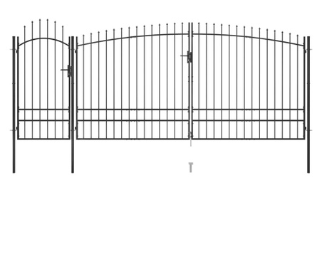 Poartă gard pentru grădină cu vârf suliță, negru 5 x 2,45 m