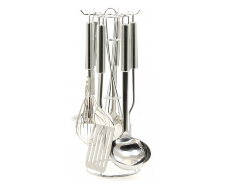 Set ustensile de bucatarie din inox 7 piese Gri BH-7786