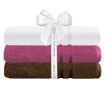 Set 3 prosoape Quasar & Co., Gift Pack, 100% bumbac, 3 x 70 x 140 cm, maro-fucsia