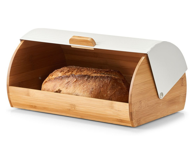 Kutija za kruh, bambus/metal, bijela, 39x27x19cm, Zeller