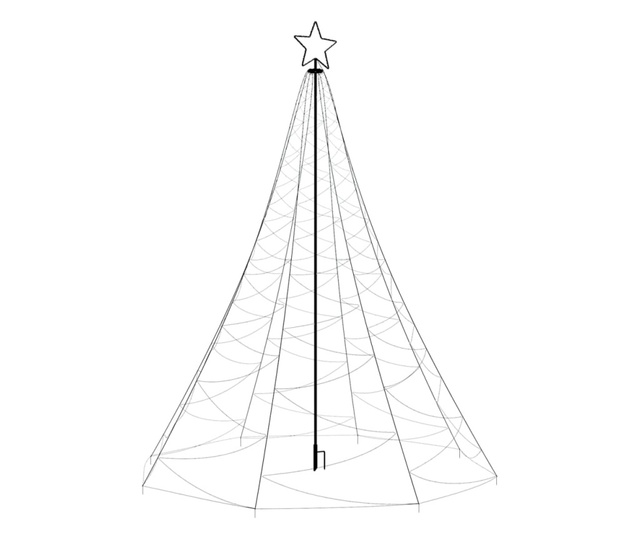 karácsonyfa fémoszloppal és 500 hideg fehér LED-del 3 m
