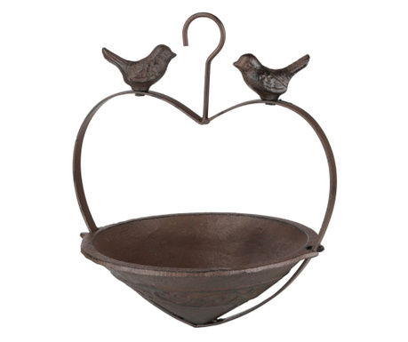 Karmnik dla ptaków, w kształcie serca, 22 cm, brązowy