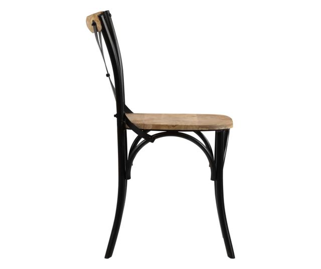 Stoli s križnim hrbtiščem, komplet 4, črni, masiven mangov les