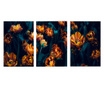 Multivászon nyomtatás 3 db, Golden Flowers, 100x210cm