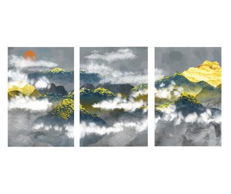 Комплект многоплатни картини 3 бр, Abstract Mountain Fog, 120x240cm