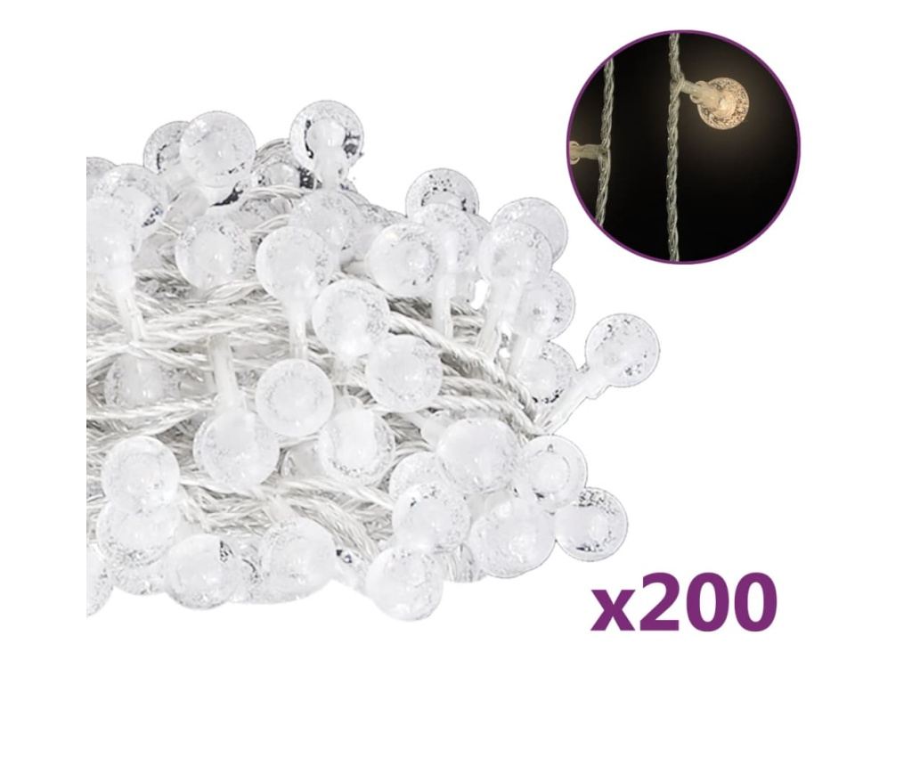 Svjetleća girlanda, 200 LED-ova, topla bijela, 8 funkcija, 20 m - 2