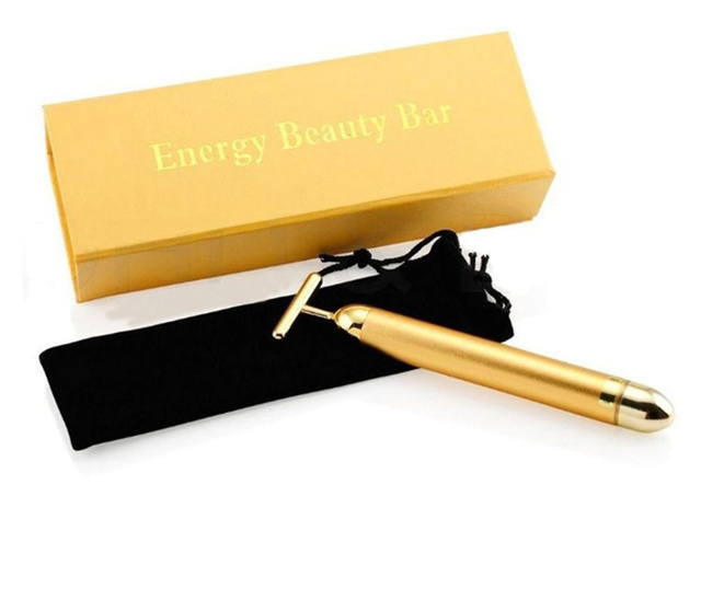 Aparat Masaj Anti-Rid, Energy Beauty Bar, 24K Gold, Efect de Lifting Facial si Revitalizare a Tenului