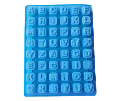 Forma silicon 48 cavitati, Litere, Pentru bomboane sau cuburi de Gheata, Albastru, 23 cm, 224COF
