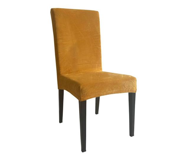 Huse extensibile pentru scaune Velvet galbene 45x52 cm, set de 2 buc,