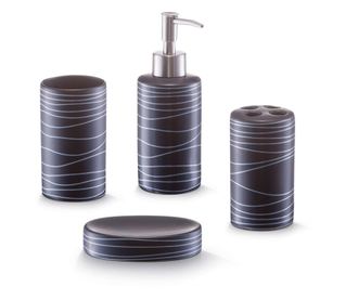 Set de accesorii pentru baie, 4 piese, ceramica neagra, Zeller