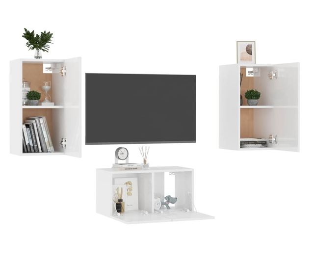 Set za TV, 3 dijela, bijeli ekstra sjaj, PAL