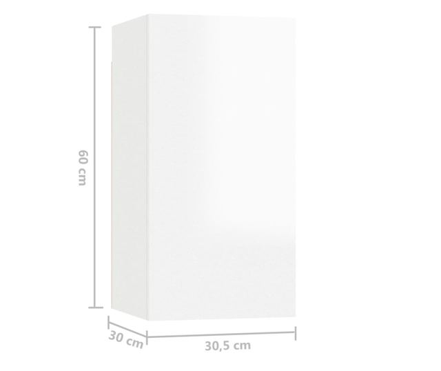 Set TV ormarića, 6 dijelova, bijeli visoki sjaj, PAL