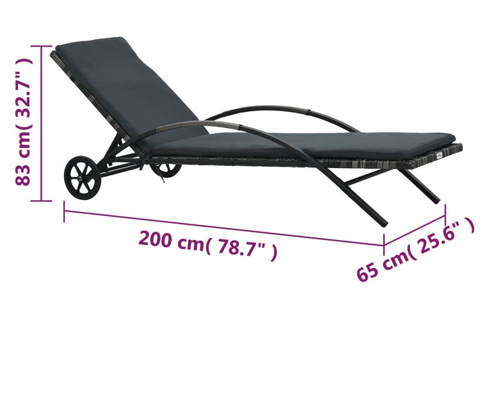 Ležalniki s tabelo, antracit, poliratan - 10