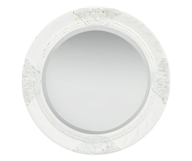 Oglindă de perete în stil baroc, alb, 50 cm