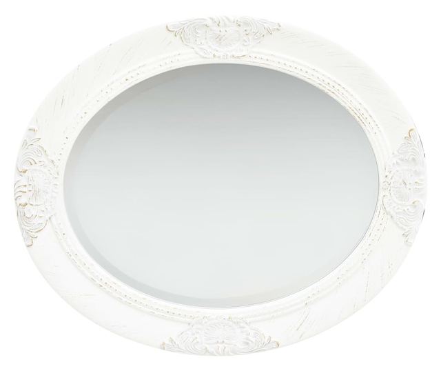 Oglindă de perete în stil baroc, alb, 50 x 60 cm