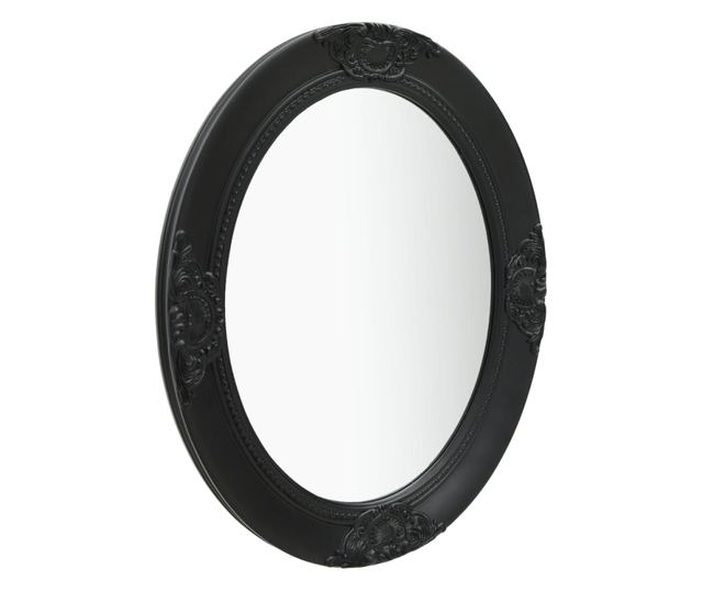 Oglindă de perete în stil baroc, negru, 50 x 60 cm