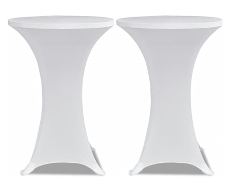 Bijeli rastežljiv stolnjak za stolove Ø70 2 kom