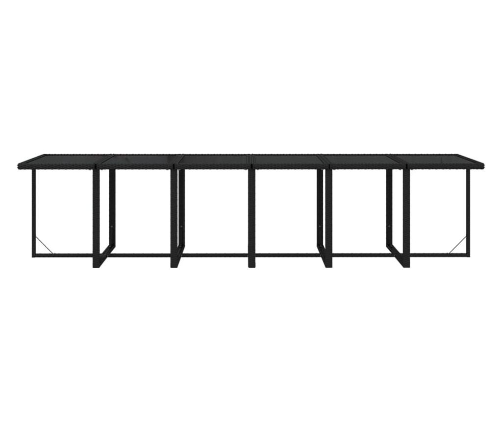 Градински комплект с възглавници 17 части полиратан черен - 8