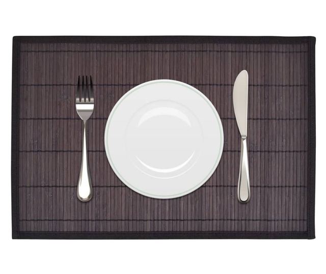 242110 6 Bamboo Placemats 30 x 45 cm Dark Brown