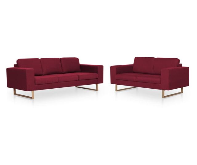 Комплект дивани, 2 части, бордо, текстил