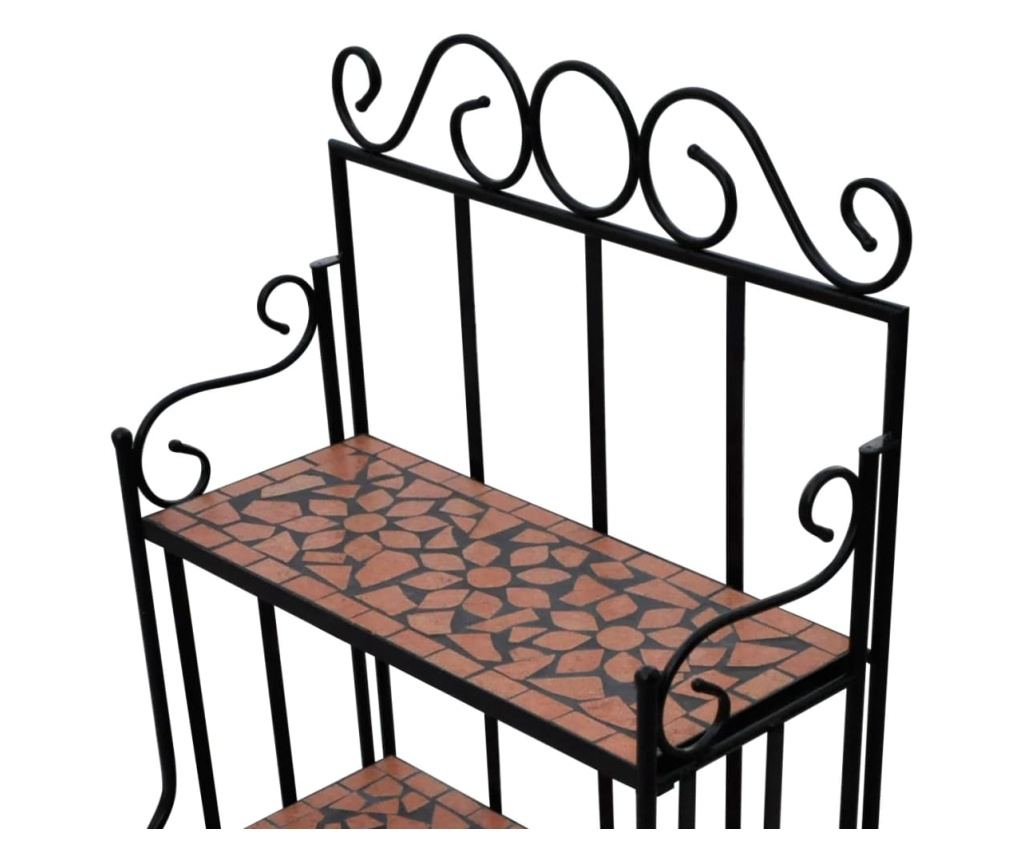 Stalak za cvijeće s policama od keramike s mozaikom, crveno-narančasti - 4