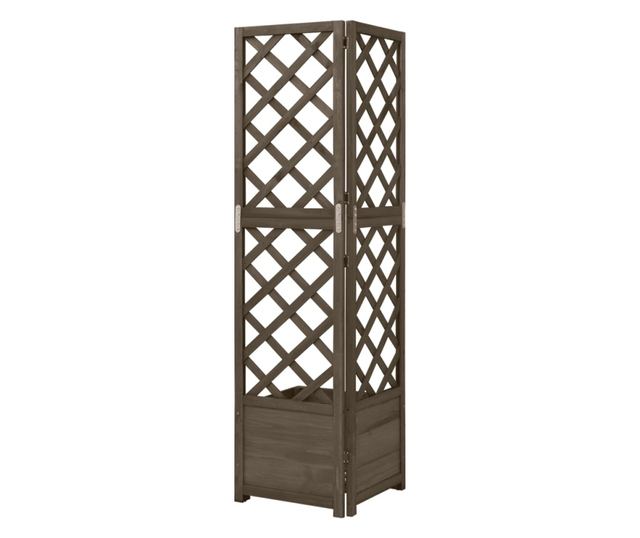 Γλάστρα Γωνιακή με Καφασωτό Γκρι 40 x 40 x 150 εκ. Ξύλο Ελάτης