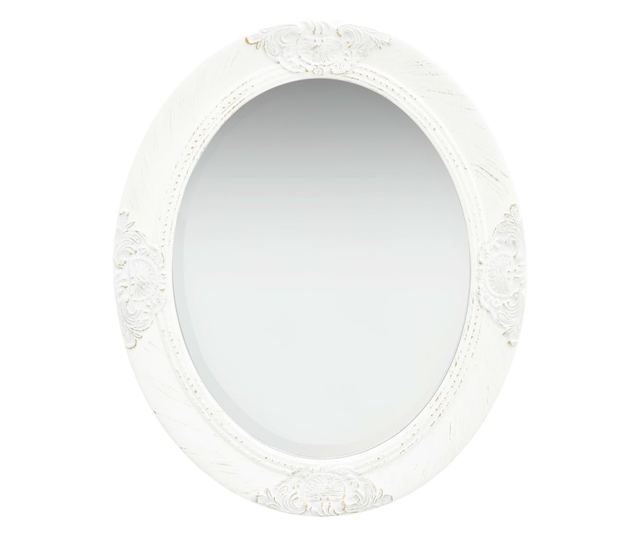 Oglindă de perete în stil baroc, alb, 50 x 60 cm