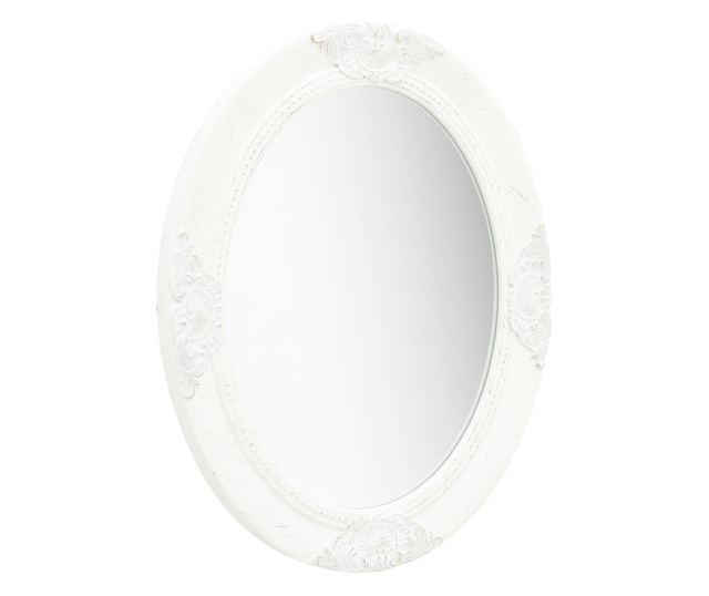 Oglindă de perete în stil baroc, alb, 50 x 60 cm