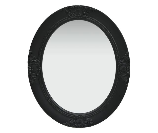 Oglindă de perete în stil baroc, negru, 50 x 60 cm