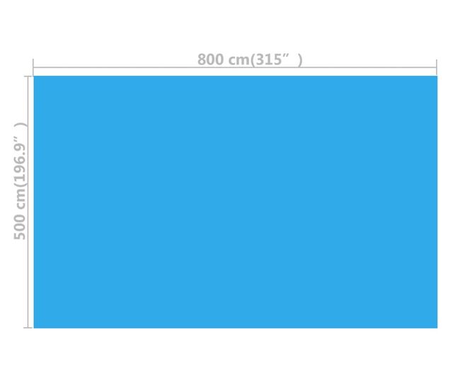 kék, négyszögletes PE medencetakaró 800 x 500 cm