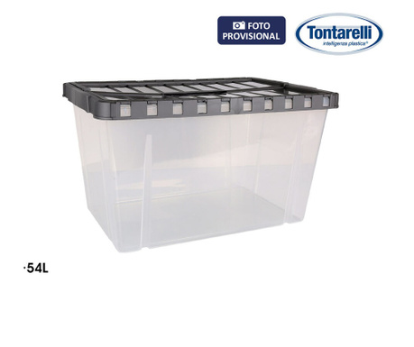 Кутия за Съхранение с Капак Double Прозрачен Антрацит (54 L)