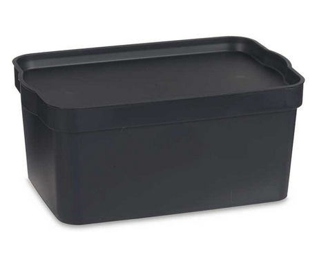 Кутия за Съхранение с Капак Антрацит Пластмаса (21 x 14,2 x 32 cm)