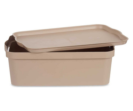 Кутия за Съхранение с Капак Бежов Пластмаса (29,5 x 14,5 x 45 cm)