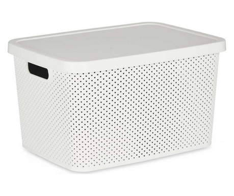 Кутия за Съхранение с Капак Бял Пластмаса (28 x 22 x 39 cm)