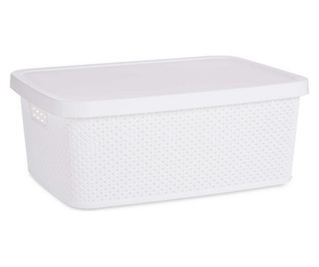 Кутия за Съхранение с Капак Бял Пластмаса (28 x 15 x 39 cm)