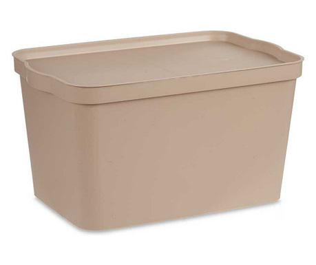 Кутия за Съхранение с Капак Бежов Пластмаса (29,3 x 24,5 x 45 cm)
