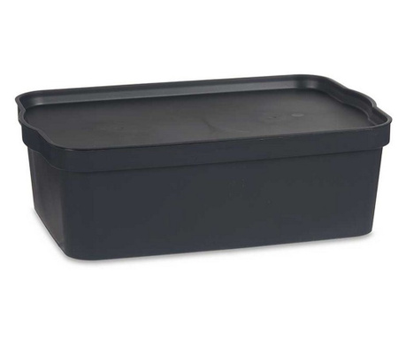 Кутия за Съхранение с Капак Антрацит Пластмаса (29,5 x 14,3 x 45 cm)