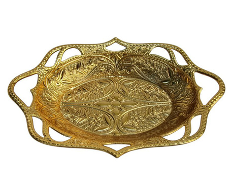 Tavita ovala stil Ottoman din zamac, I21xL14xH3.5 cm, culoare auriu, EHA