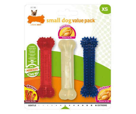 Dog teether Nylabone Value Pack Bacon Размер S Пиле Термопластичен (3 pcs)