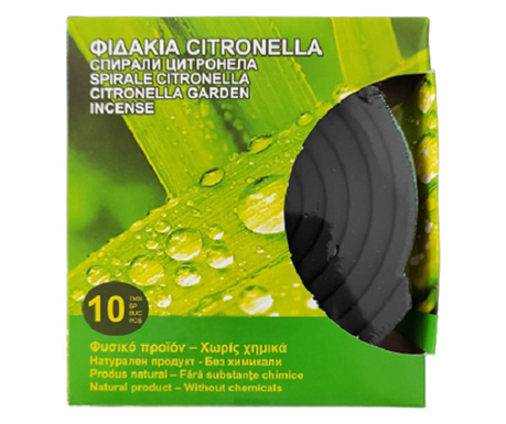 Set 10 Spirale cu Citronella pentru Gradina Impotriva Tantarilor si a Insectelor, Universal, Negru, Original Deals