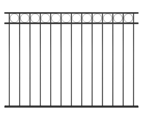 Panel ogrodzeniowy, stalowy, 1,7 x 1,2 m, czarny