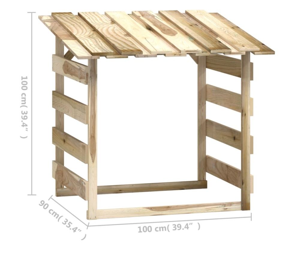 Пергола с покрив, 100x90x100 см, обработена борова дървесина - 7