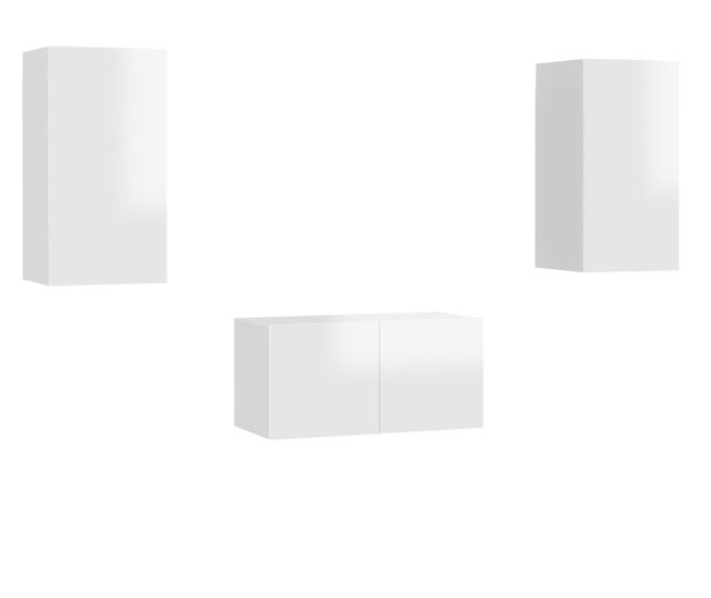 Set za TV, 3 dijela, bijeli ekstra sjaj, PAL