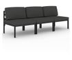 Градински диван за трима души с възглавници, антрацит, алуминий thumbnail 2